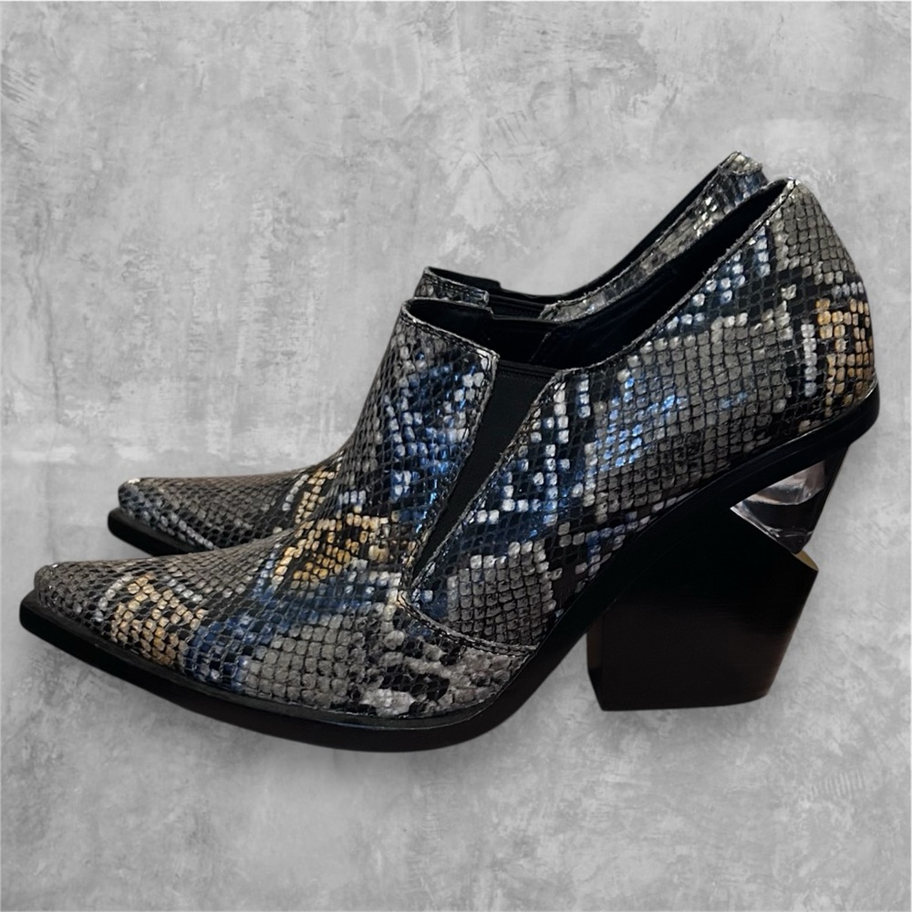 Jeffrey Campbell Metallic Snakeskin Pointed Ankle Booties - Black, Silver, Gold - Picture 4 of 7